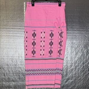 Pink Geometric Patterned Wrap Skirt Sarong